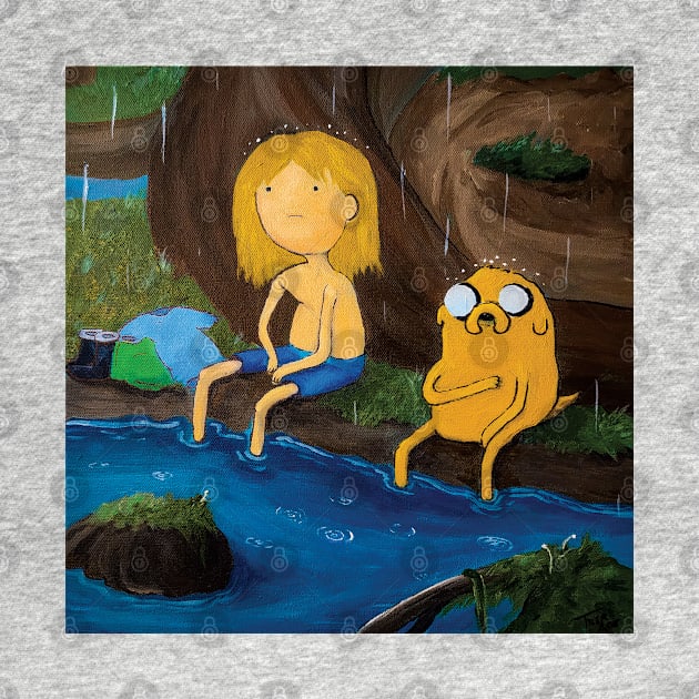 Finn and Jake - Moody Rainy Day Adventure Time Art by tylerashe